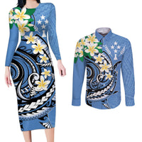 FSM Kosrae Polynesian Shark Tattoo Personalised Couples Matching Long Sleeve Bodycon Dress and Long Sleeve Button Shirt