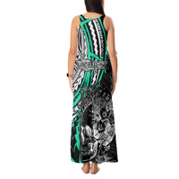 Personalised Polynesia Skull Tank Maxi Dress Tattoo In The Style Of Maori With Marine Life Aqua LT9 - Polynesian Pride