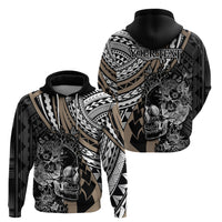 Personalised Polynesia Skull Hoodie Tattoo In The Style Of Maori With Marine Life Gold LT9 - Polynesian Pride