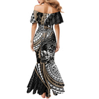 Personalised Polynesia Skull Mermaid Dress Tattoo In The Style Of Maori With Marine Life Gold LT9 - Polynesian Pride