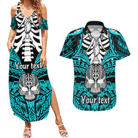 personalised-polynesia-skull-couples-matching-summer-maxi-dress-and-hawaiian-shirt-with-boars-tusk-aqua-arty-vibe