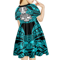 personalised-polynesia-skull-kid-short-sleeve-dress-with-boars-tusk-aqua-arty-vibe