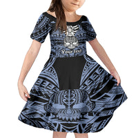 personalised-polynesia-skull-kid-short-sleeve-dress-with-boars-tusk-blue-arty-vibe