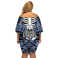 personalised-polynesia-skull-off-shoulder-short-dress-with-boars-tusk-blue-arty-vibe