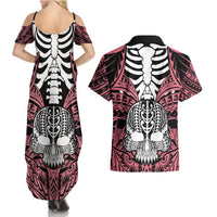 personalised-polynesia-skull-couples-matching-summer-maxi-dress-and-hawaiian-shirt-with-boars-tusk-pink-arty-vibe