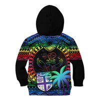 Fiji LGBT Kid Hoodie Love Is Love Tapa Pattern Rainbow Water Color LT9 - Polynesian Pride