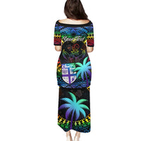 Personalised Fiji LGBT Puletasi Love Is Love Tapa Pattern Rainbow Water Color LT9 - Polynesian Pride