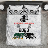 New Zealand South Africa Rugby Bedding Set History Commemorative World Cup Winners Unique LT9 White - Polynesian Pride