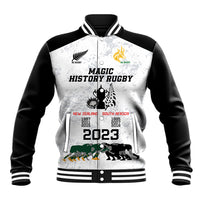 Custom New Zealand South Africa Rugby Baseball Jacket History Commemorative World Cup Winners Unique LT9 Unisex White - Polynesian Pride