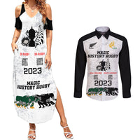 Custom New Zealand South Africa Rugby Couples Matching Summer Maxi Dress and Long Sleeve Button Shirt History Commemorative World Cup Winners Unique LT9 White - Polynesian Pride