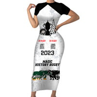 Custom New Zealand South Africa Rugby Short Sleeve Bodycon Dress History Commemorative World Cup Winners Unique LT9 Long Dress White - Polynesian Pride