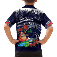 Felis Pusgua Guam Santa Family Matching Long Sleeve Bodycon Dress and Hawaiian Shirt Merry Christmas with Polynesian Tribal LT9 - Polynesian Pride