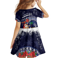 Felis Pusgua Guam Santa Family Matching Short Sleeve Bodycon Dress and Hawaiian Shirt Merry Christmas with Polynesian Tribal