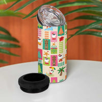 Mele Kalikimaka Hawaii Christmas 4 in 1 Can Cooler Tumbler Funny Santan Hippie Style