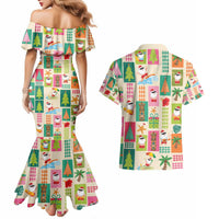 Mele Kalikimaka Hawaii Christmas Couples Matching Mermaid Dress and Hawaiian Shirt Funny Santan Hippie Style LT9 - Polynesian Pride