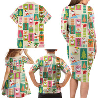 Mele Kalikimaka Hawaii Christmas Family Matching Long Sleeve Bodycon Dress and Hawaiian Shirt Funny Santan Hippie Style LT9 - Polynesian Pride