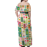 Mele Kalikimaka Hawaii Christmas Family Matching Off Shoulder Maxi Dress and Hawaiian Shirt Funny Santan Hippie Style