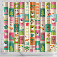 Mele Kalikimaka Hawaii Christmas Shower Curtain Funny Santan Hippie Style