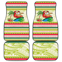 Mele Kalikimaka Hawaii Christmas Car Mats Surfing Santa with Polynesian Tribal