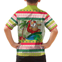 Mele Kalikimaka Hawaii Christmas Family Matching Puletasi and Hawaiian Shirt Surfing Santa with Polynesian Tribal LT9 - Polynesian Pride