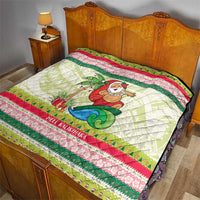 Mele Kalikimaka Hawaii Christmas Quilt Surfing Santa with Polynesian Tribal