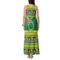 Meri Kiritimiti Cook Islands Christmas Tank Maxi Dress Maroro Flying Fish and White Stars