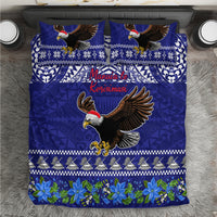 American Samoa Christmas Bedding Set Manuia le Kerisimasi Polynesian Tribal LT9 Blue - Polynesian Pride