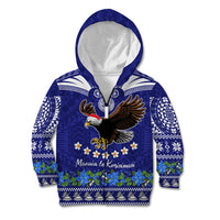 Personalised American Samoa Christmas Kid Hoodie Manuia le Kerisimasi Polynesian Tribal LT9 Zip Hoodie Blue - Polynesian Pride