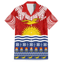 Kiribati Christmas Family Matching Short Sleeve Bodycon Dress and Hawaiian Shirt Tekeraoi n Te Tiritimati Polynesian Tribal LT9 Dad's Shirt - Short Sleeve Red - Polynesian Pride