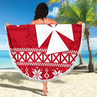 Personalised Wallis and Futuna Christmas Beach Blanket Polynesian Tribal LT9 - Polynesian Pride