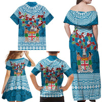 Fijian Tagimoucia Flowers Family Matching Off Shoulder Maxi Dress and Hawaiian Shirt Christmas Coquette bow
