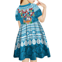 Fijian Tagimoucia Flowers Kid Short Sleeve Dress Christmas Coquette bow LT9 - Polynesian Pride