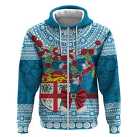 Fijian Tagimoucia Flowers Zip Hoodie Christmas Coquette bow LT9 Zip Hoodie Blue - Polynesian Pride