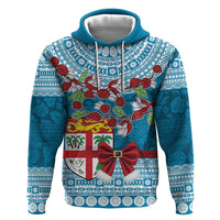 Fijian Tagimoucia Flowers Zip Hoodie Christmas Coquette bow LT9 Pullover Hoodie Blue - Polynesian Pride
