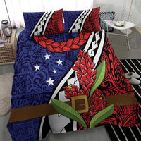 Samoan Ula Fala Flowers Bedding Set Christmas Santa Belt