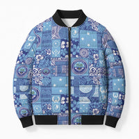 Federated States of Micronesia Merry Christmas Bomber Puffer Jacket Pacific Patchwork Xmas Vibes - Polynesian Pride