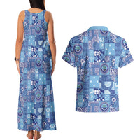 Federated States of Micronesia Merry Christmas Couples Matching Tank Maxi Dress and Hawaiian Shirt Pacific Patchwork Xmas Vibes - Polynesian Pride