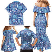 Federated States of Micronesia Merry Christmas Family Matching Mermaid Dress and Hawaiian Shirt Pacific Patchwork Xmas Vibes - Polynesian Pride