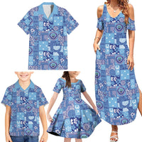 Federated States of Micronesia Merry Christmas Family Matching Summer Maxi Dress and Hawaiian Shirt Pacific Patchwork Xmas Vibes - Polynesian Pride