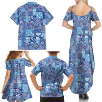 Federated States of Micronesia Merry Christmas Family Matching Summer Maxi Dress and Hawaiian Shirt Pacific Patchwork Xmas Vibes - Polynesian Pride