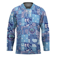 Federated States of Micronesia Merry Christmas Hockey Jersey Pacific Patchwork Xmas Vibes - Polynesian Pride