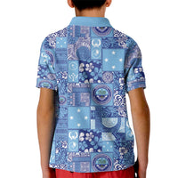 Federated States of Micronesia Merry Christmas Kid Polo Shirt Pacific Patchwork Xmas Vibes - Polynesian Pride