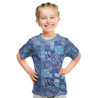 Federated States of Micronesia Merry Christmas Kid T Shirt Pacific Patchwork Xmas Vibes - Polynesian Pride