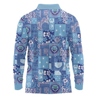 Federated States of Micronesia Merry Christmas Long Sleeve Polo Shirt Pacific Patchwork Xmas Vibes - Polynesian Pride