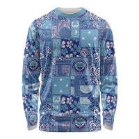 Federated States of Micronesia Merry Christmas Long Sleeve Shirt Pacific Patchwork Xmas Vibes - Polynesian Pride