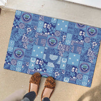Federated States of Micronesia Merry Christmas Rubber Doormat Pacific Patchwork Xmas Vibes - Polynesian Pride