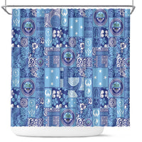 Federated States of Micronesia Merry Christmas Shower Curtain Pacific Patchwork Xmas Vibes - Polynesian Pride