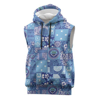 Federated States of Micronesia Merry Christmas Sleeveless Hoodie Pacific Patchwork Xmas Vibes - Polynesian Pride