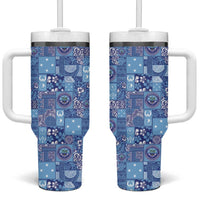 Federated States of Micronesia Merry Christmas Tumbler With Handle Pacific Patchwork Xmas Vibes - Polynesian Pride