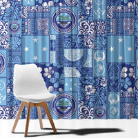 Federated States of Micronesia Merry Christmas Window Curtain Pacific Patchwork Xmas Vibes - Polynesian Pride